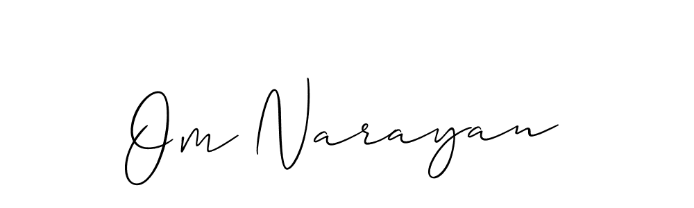 Make a beautiful signature design for name Om Narayan. With this signature (Allison_Script) style, you can create a handwritten signature for free. Om Narayan signature style 2 images and pictures png