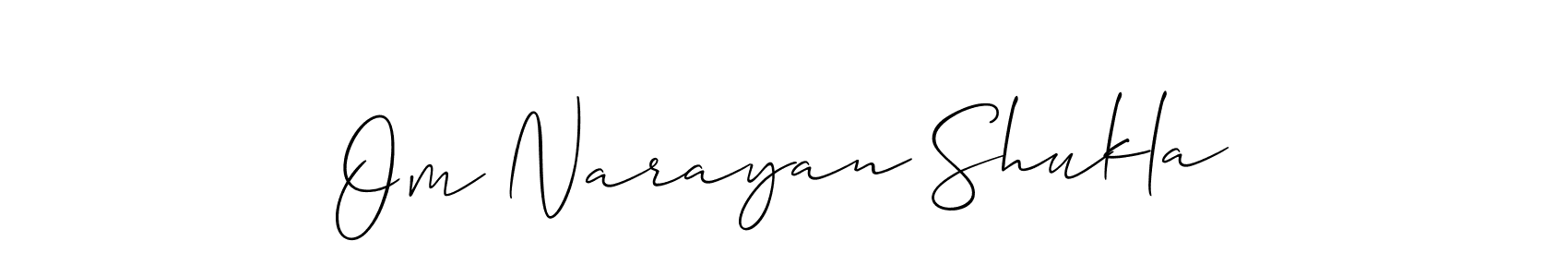 How to make Om Narayan Shukla name signature. Use Allison_Script style for creating short signs online. This is the latest handwritten sign. Om Narayan Shukla signature style 2 images and pictures png