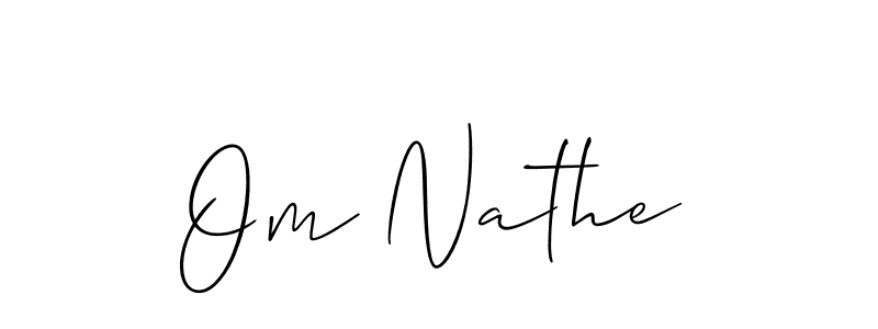 Also we have Om Nathe name is the best signature style. Create professional handwritten signature collection using Allison_Script autograph style. Om Nathe signature style 2 images and pictures png