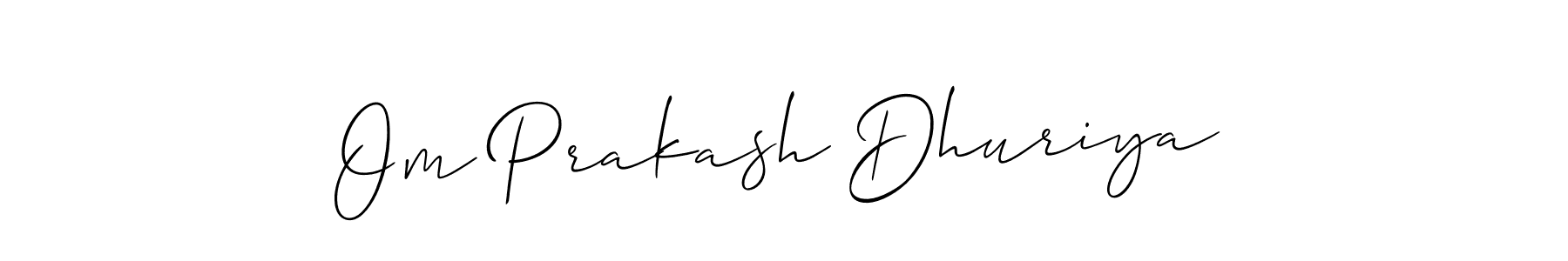 Make a beautiful signature design for name Om Prakash Dhuriya. With this signature (Allison_Script) style, you can create a handwritten signature for free. Om Prakash Dhuriya signature style 2 images and pictures png