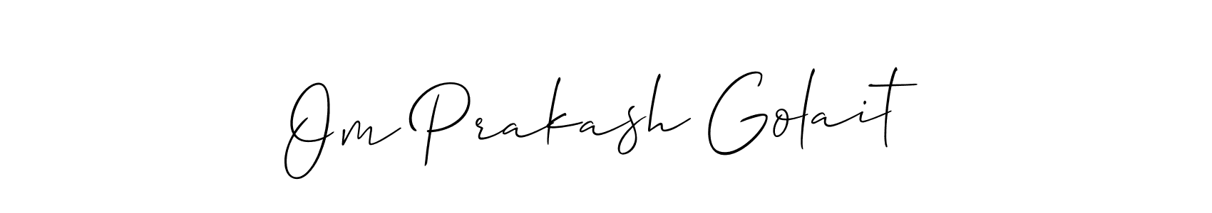 It looks lik you need a new signature style for name Om Prakash Golait. Design unique handwritten (Allison_Script) signature with our free signature maker in just a few clicks. Om Prakash Golait signature style 2 images and pictures png