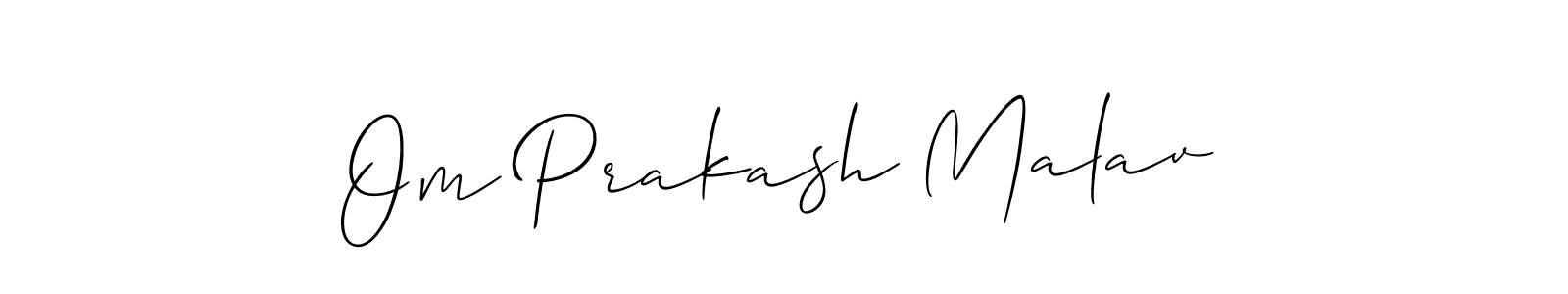 The best way (Allison_Script) to make a short signature is to pick only two or three words in your name. The name Om Prakash Malav include a total of six letters. For converting this name. Om Prakash Malav signature style 2 images and pictures png