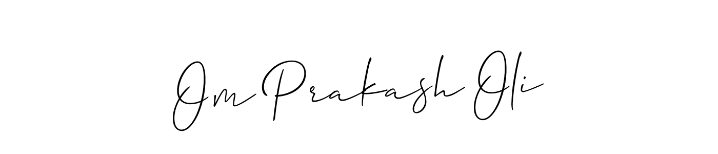 The best way (Allison_Script) to make a short signature is to pick only two or three words in your name. The name Om Prakash Oli include a total of six letters. For converting this name. Om Prakash Oli signature style 2 images and pictures png