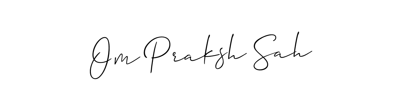 Use a signature maker to create a handwritten signature online. With this signature software, you can design (Allison_Script) your own signature for name Om Praksh Sah. Om Praksh Sah signature style 2 images and pictures png