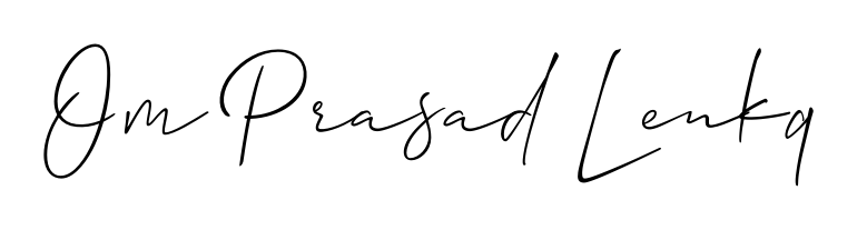 Designed for modern professionals: Om Prasad Lenkq name signature crafted with Allison_Script script. Ready for digital PDF workflows. Om Prasad Lenkq signature style 2 images and pictures png