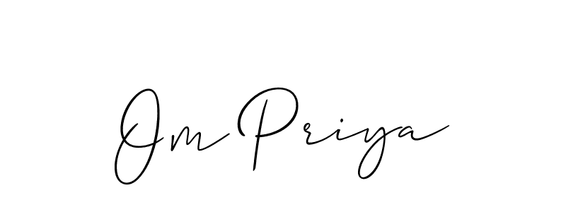 Design your own signature with our free online signature maker. With this signature software, you can create a handwritten (Allison_Script) signature for name Om Priya. Om Priya signature style 2 images and pictures png
