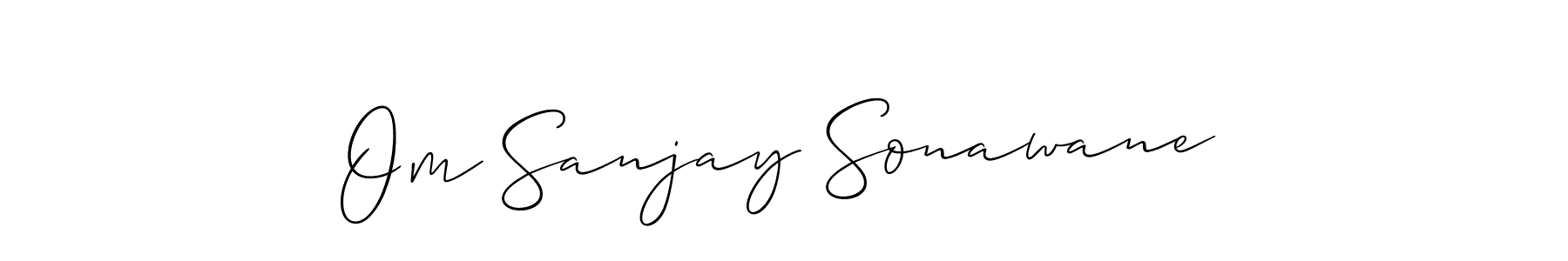 How to make Om Sanjay Sonawane name signature. Use Allison_Script style for creating short signs online. This is the latest handwritten sign. Om Sanjay Sonawane signature style 2 images and pictures png