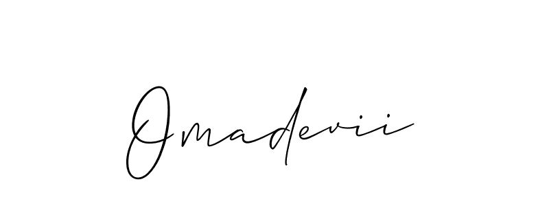 Also You can easily find your signature by using the search form. We will create Omadevii name handwritten signature images for you free of cost using Allison_Script sign style. Omadevii signature style 2 images and pictures png