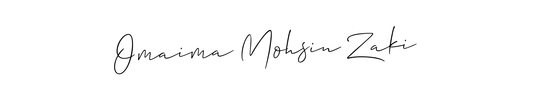How to make Omaima Mohsin Zaki name signature. Use Allison_Script style for creating short signs online. This is the latest handwritten sign. Omaima Mohsin Zaki signature style 2 images and pictures png