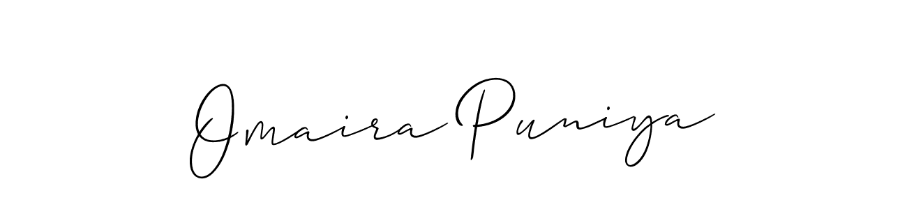 Design your own signature with our free online signature maker. With this signature software, you can create a handwritten (Allison_Script) signature for name Omaira Puniya. Omaira Puniya signature style 2 images and pictures png