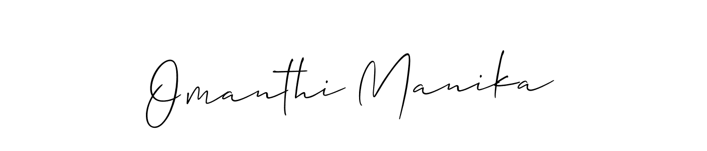 How to make Omanthi Manika name signature. Use Allison_Script style for creating short signs online. This is the latest handwritten sign. Omanthi Manika signature style 2 images and pictures png