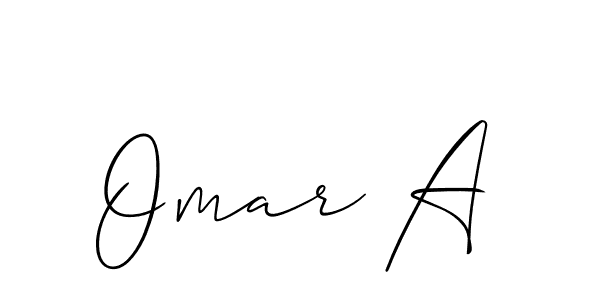 The best way (Allison_Script) to make a short signature is to pick only two or three words in your name. The name Omar A include a total of six letters. For converting this name. Omar A signature style 2 images and pictures png