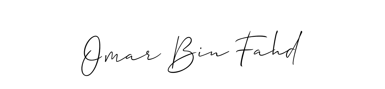 How to make Omar Bin Fahd name signature. Use Allison_Script style for creating short signs online. This is the latest handwritten sign. Omar Bin Fahd signature style 2 images and pictures png
