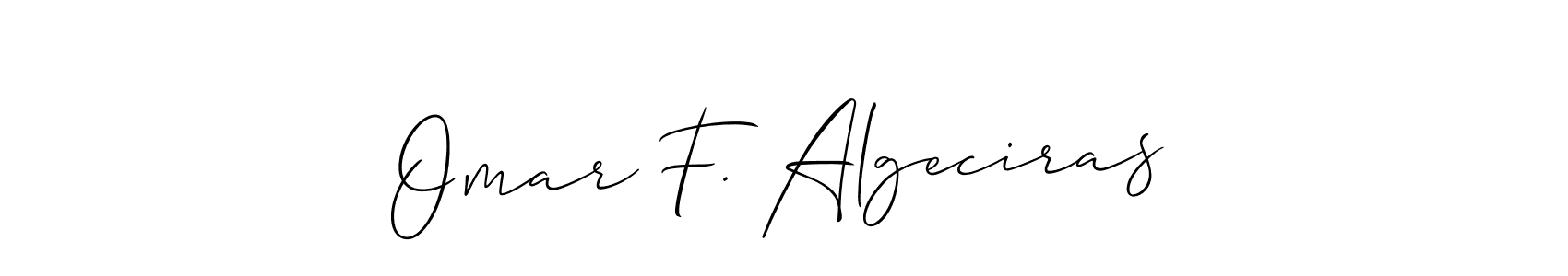 Make a beautiful signature design for name Omar F. Algeciras. With this signature (Allison_Script) style, you can create a handwritten signature for free. Omar F. Algeciras signature style 2 images and pictures png