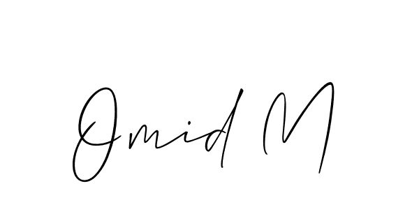 The best way (Allison_Script) to make a short signature is to pick only two or three words in your name. The name Omid M include a total of six letters. For converting this name. Omid M signature style 2 images and pictures png