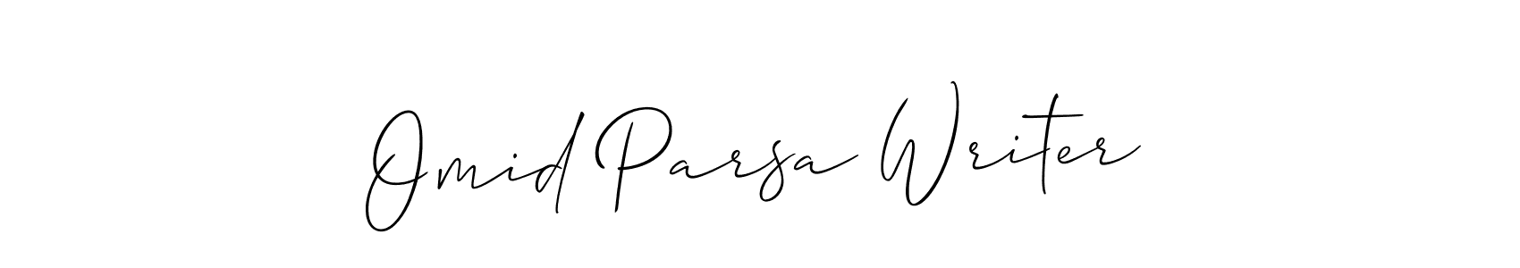 You should practise on your own different ways (Allison_Script) to write your name (Omid Parsa Writer) in signature. don't let someone else do it for you. Omid Parsa Writer signature style 2 images and pictures png