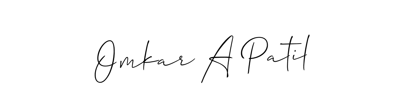 The best way (Allison_Script) to make a short signature is to pick only two or three words in your name. The name Omkar A Patil include a total of six letters. For converting this name. Omkar A Patil signature style 2 images and pictures png