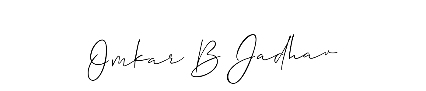 It looks lik you need a new signature style for name Omkar B Jadhav. Design unique handwritten (Allison_Script) signature with our free signature maker in just a few clicks. Omkar B Jadhav signature style 2 images and pictures png