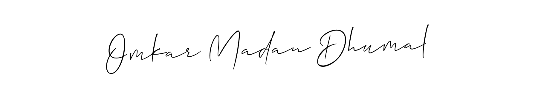 How to make Omkar Madan Dhumal name signature. Use Allison_Script style for creating short signs online. This is the latest handwritten sign. Omkar Madan Dhumal signature style 2 images and pictures png