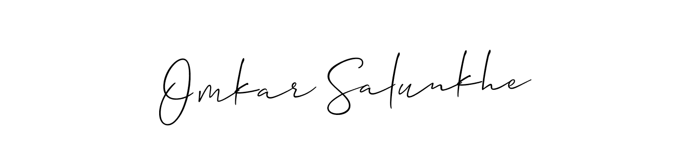 The best way (Allison_Script) to make a short signature is to pick only two or three words in your name. The name Omkar Salunkhe include a total of six letters. For converting this name. Omkar Salunkhe signature style 2 images and pictures png