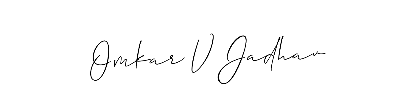Also You can easily find your signature by using the search form. We will create Omkar V Jadhav name handwritten signature images for you free of cost using Allison_Script sign style. Omkar V Jadhav signature style 2 images and pictures png