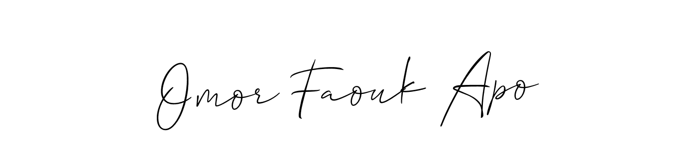 Use a signature maker to create a handwritten signature online. With this signature software, you can design (Allison_Script) your own signature for name Omor Faouk Apo. Omor Faouk Apo signature style 2 images and pictures png