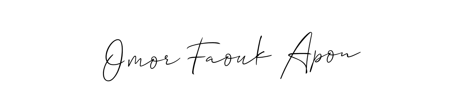 You should practise on your own different ways (Allison_Script) to write your name (Omor Faouk Apon) in signature. don't let someone else do it for you. Omor Faouk Apon signature style 2 images and pictures png
