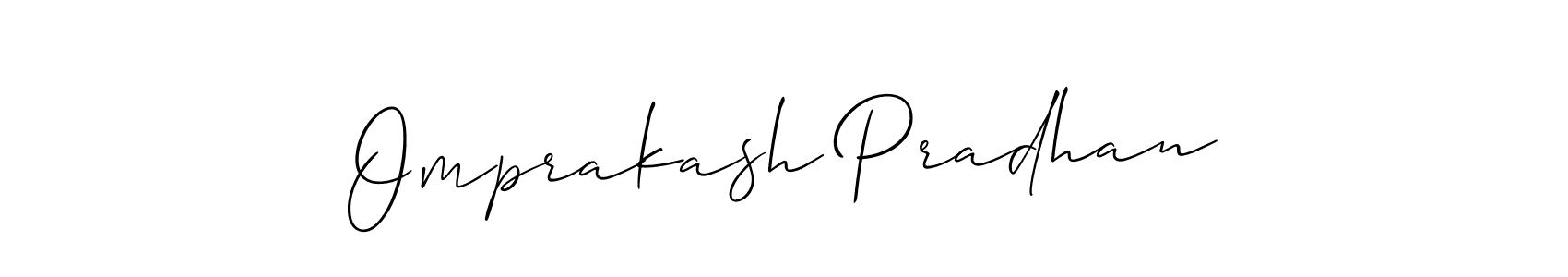 Allison_Script is a professional signature style that is perfect for those who want to add a touch of class to their signature. It is also a great choice for those who want to make their signature more unique. Get Omprakash Pradhan name to fancy signature for free. Omprakash Pradhan signature style 2 images and pictures png