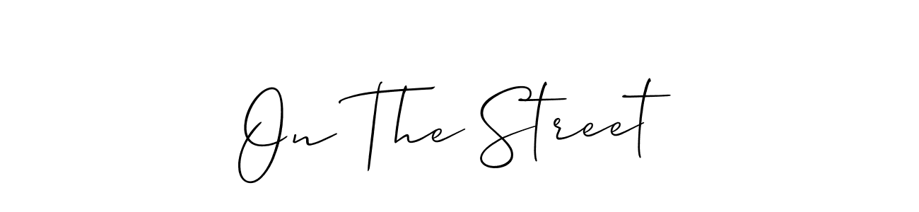 The best way (Allison_Script) to make a short signature is to pick only two or three words in your name. The name On The Street include a total of six letters. For converting this name. On The Street signature style 2 images and pictures png