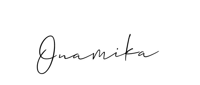 How to make Onamika name signature. Use Allison_Script style for creating short signs online. This is the latest handwritten sign. Onamika signature style 2 images and pictures png