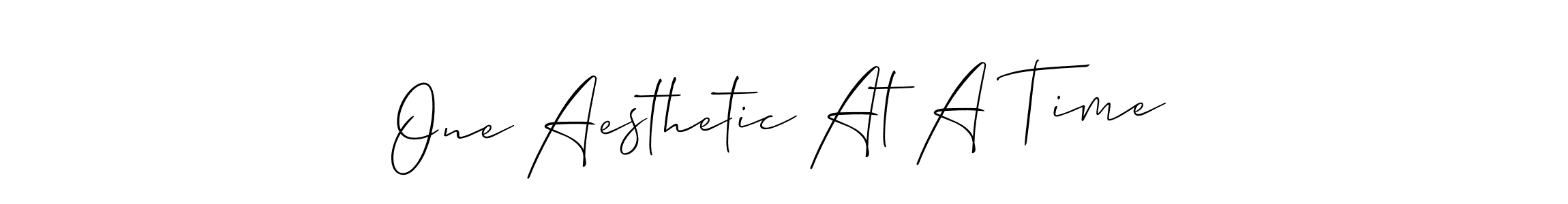 Use a signature maker to create a handwritten signature online. With this signature software, you can design (Allison_Script) your own signature for name One Aesthetic At A Time. One Aesthetic At A Time signature style 2 images and pictures png
