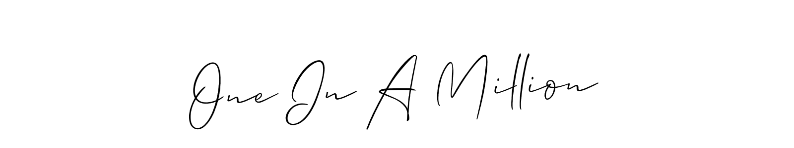 The best way (Allison_Script) to make a short signature is to pick only two or three words in your name. The name One In A Million include a total of six letters. For converting this name. One In A Million signature style 2 images and pictures png