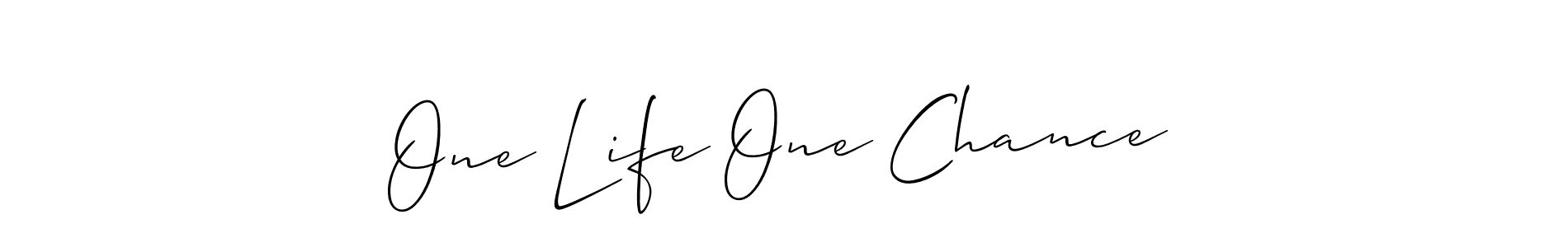 Design your own signature with our free online signature maker. With this signature software, you can create a handwritten (Allison_Script) signature for name One Life One Chance. One Life One Chance signature style 2 images and pictures png