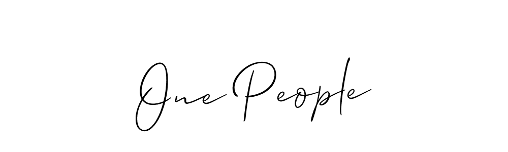 Also You can easily find your signature by using the search form. We will create One People name handwritten signature images for you free of cost using Allison_Script sign style. One People signature style 2 images and pictures png