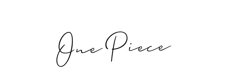 How to make One Piece signature? Allison_Script is a professional autograph style. Create handwritten signature for One Piece name. One Piece signature style 2 images and pictures png