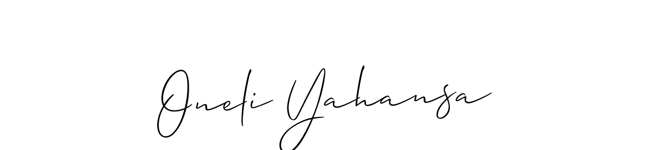 The best way (Allison_Script) to make a short signature is to pick only two or three words in your name. The name Oneli Yahansa include a total of six letters. For converting this name. Oneli Yahansa signature style 2 images and pictures png