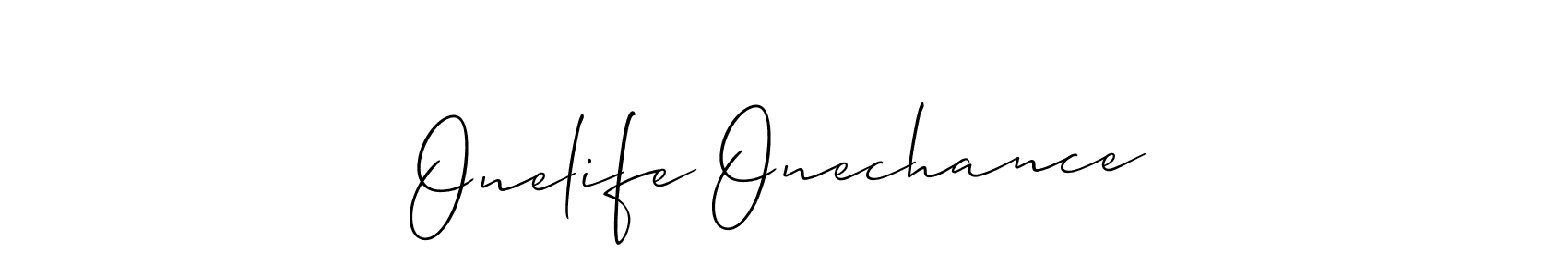 Create a beautiful signature design for name Onelife Onechance. With this signature (Allison_Script) fonts, you can make a handwritten signature for free. Onelife Onechance signature style 2 images and pictures png