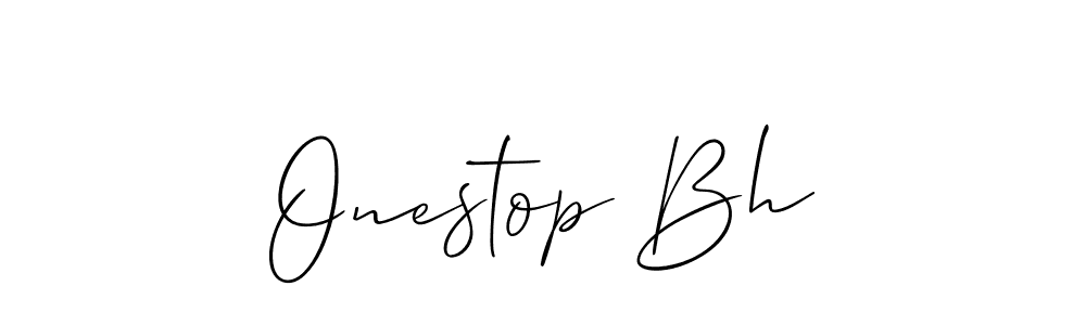 How to make Onestop Bh name signature. Use Allison_Script style for creating short signs online. This is the latest handwritten sign. Onestop Bh signature style 2 images and pictures png