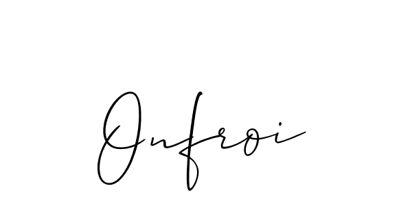 The best way (Allison_Script) to make a short signature is to pick only two or three words in your name. The name Onfroi include a total of six letters. For converting this name. Onfroi signature style 2 images and pictures png