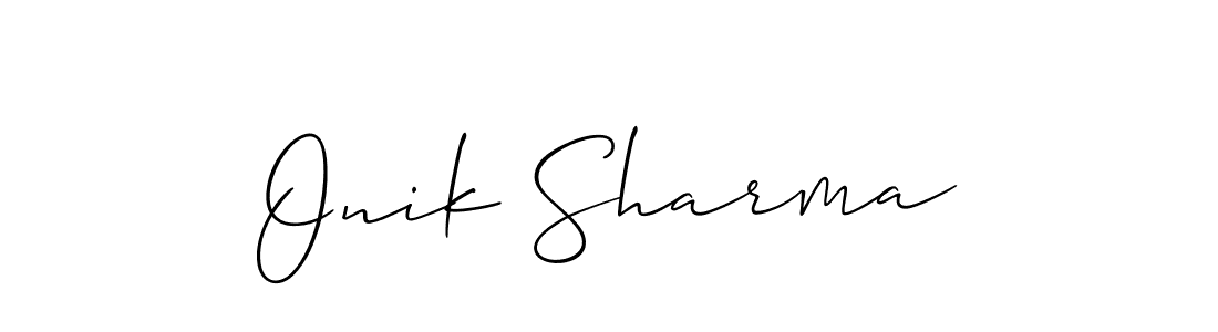 Allison_Script is a professional signature style that is perfect for those who want to add a touch of class to their signature. It is also a great choice for those who want to make their signature more unique. Get Onik Sharma name to fancy signature for free. Onik Sharma signature style 2 images and pictures png