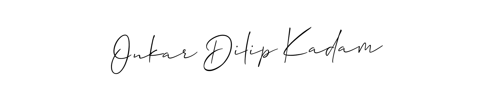 How to make Onkar Dilip Kadam name signature. Use Allison_Script style for creating short signs online. This is the latest handwritten sign. Onkar Dilip Kadam signature style 2 images and pictures png