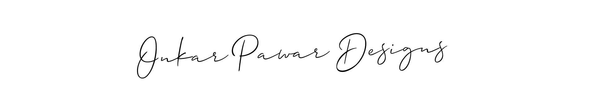 Allison_Script is a professional signature style that is perfect for those who want to add a touch of class to their signature. It is also a great choice for those who want to make their signature more unique. Get Onkar Pawar Designs name to fancy signature for free. Onkar Pawar Designs signature style 2 images and pictures png
