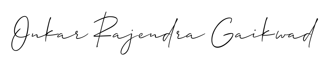 A stylish, flowing autograph style designed for name Onkar Rajendra Gaikwad using Allison_Script typography. Perfect for digital creative projects. Onkar Rajendra Gaikwad signature style 2 images and pictures png