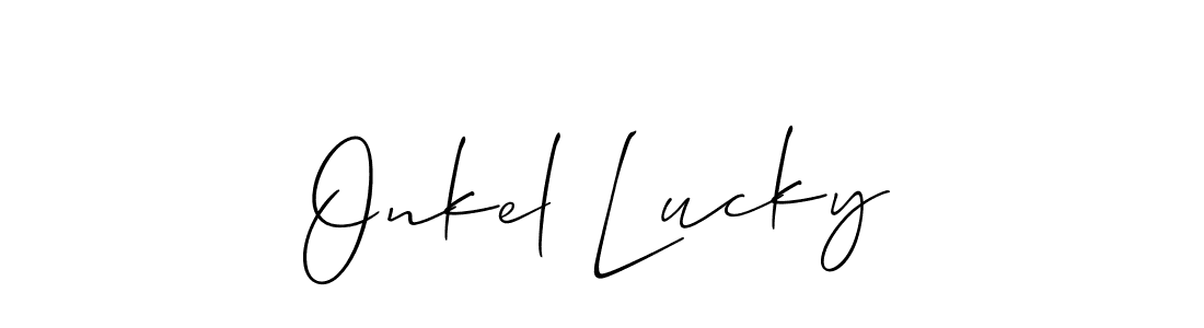 Make a beautiful signature design for name Onkel Lucky. With this signature (Allison_Script) style, you can create a handwritten signature for free. Onkel Lucky signature style 2 images and pictures png