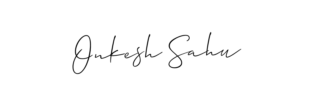 You should practise on your own different ways (Allison_Script) to write your name (Onkesh Sahu) in signature. don't let someone else do it for you. Onkesh Sahu signature style 2 images and pictures png