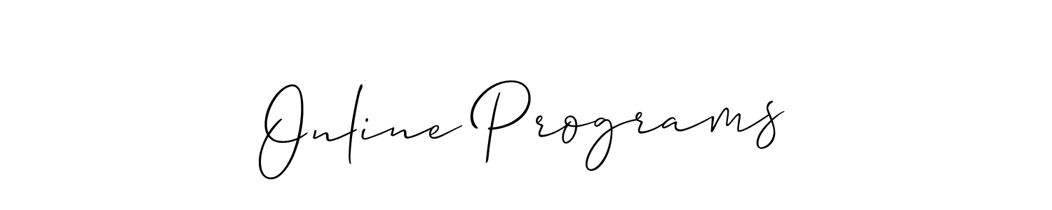 Also You can easily find your signature by using the search form. We will create Online Programs name handwritten signature images for you free of cost using Allison_Script sign style. Online Programs signature style 2 images and pictures png