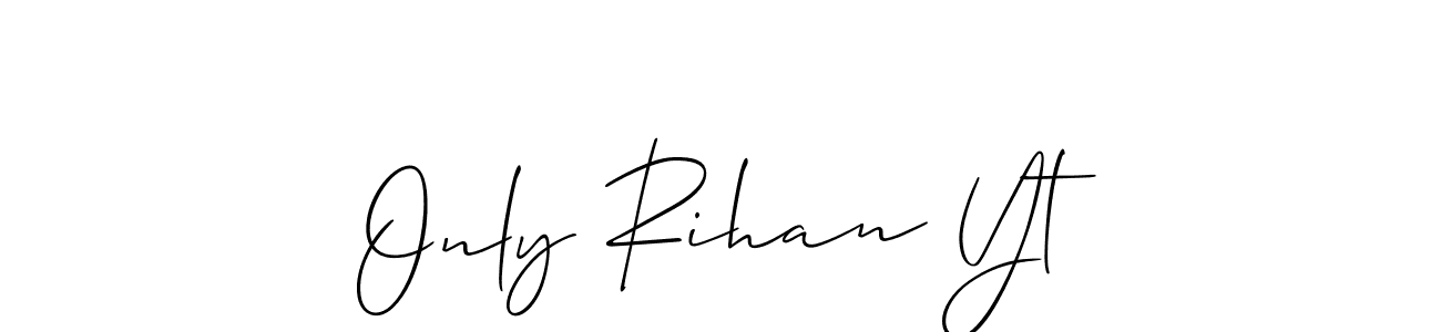 Allison_Script is a professional signature style that is perfect for those who want to add a touch of class to their signature. It is also a great choice for those who want to make their signature more unique. Get Only Rihan Yt name to fancy signature for free. Only Rihan Yt signature style 2 images and pictures png
