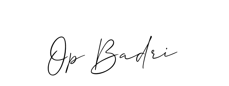 Also we have Op Badri name is the best signature style. Create professional handwritten signature collection using Allison_Script autograph style. Op Badri signature style 2 images and pictures png