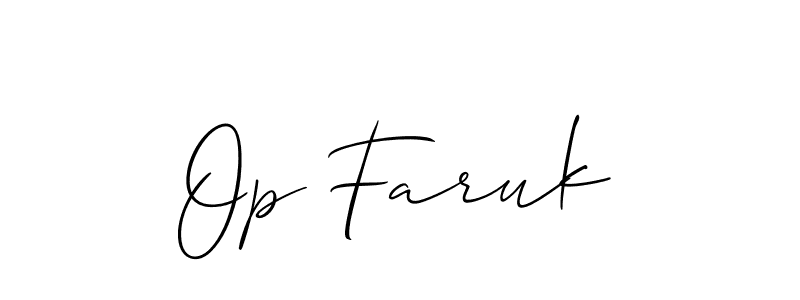 Make a beautiful signature design for name Op Faruk. With this signature (Allison_Script) style, you can create a handwritten signature for free. Op Faruk signature style 2 images and pictures png