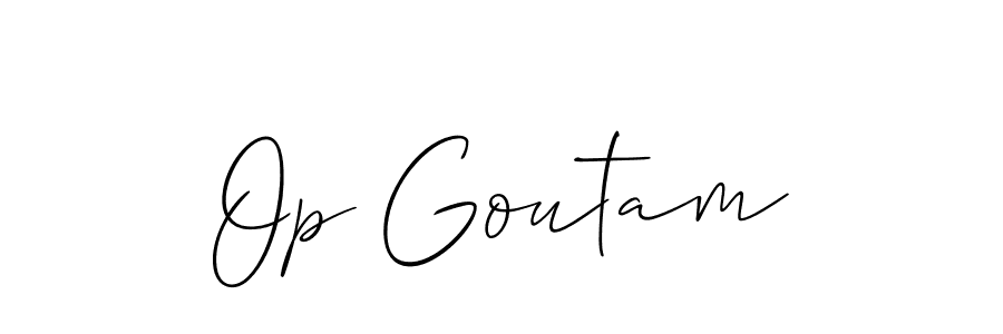 Also we have Op Goutam name is the best signature style. Create professional handwritten signature collection using Allison_Script autograph style. Op Goutam signature style 2 images and pictures png